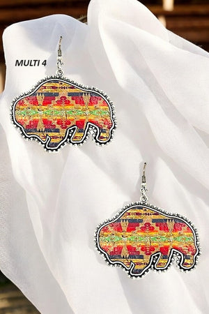 Western Print Bull Dangle Earring