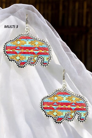 Western Print Bull Dangle Earring