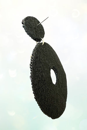 MIX JEWEL BEAD ROUND DROP FELT EARRING