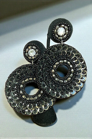 MIX JEWEL BEAD ROUND DROP FELT EARRING