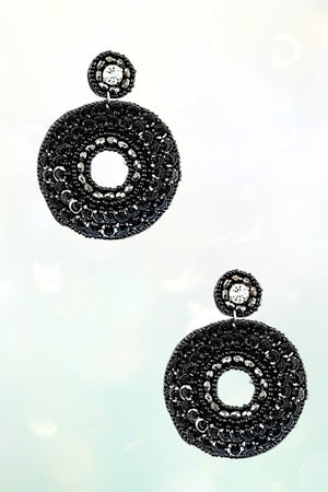 MIX JEWEL BEAD ROUND DROP FELT EARRING