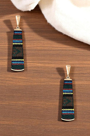 MIX WOVEN PATTERN DROP EARRING