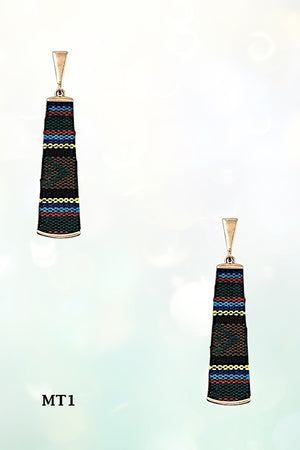 MIX WOVEN PATTERN DROP EARRING
