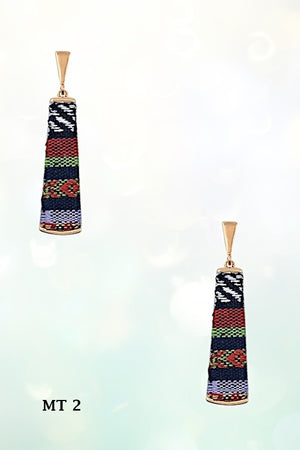 MIX WOVEN PATTERN DROP EARRING