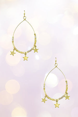 Glass Bead Star Dangle Teardrop Earring