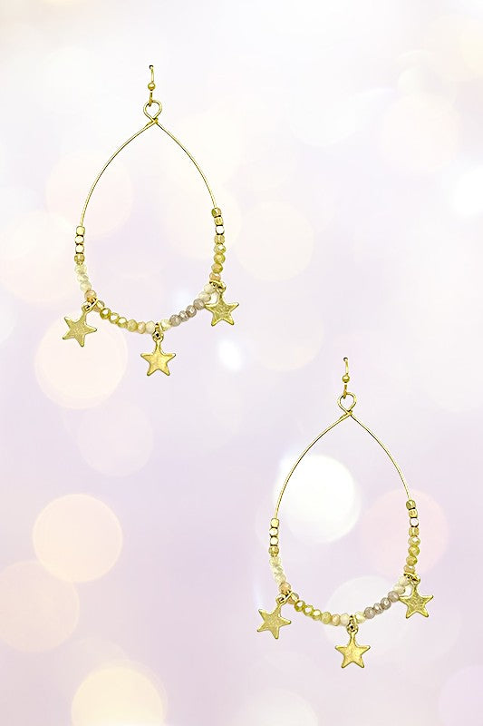 Glass Bead Star Dangle Teardrop Earring