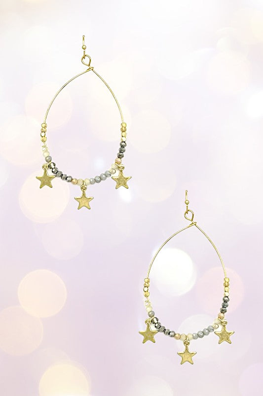 Glass Bead Star Dangle Teardrop Earring