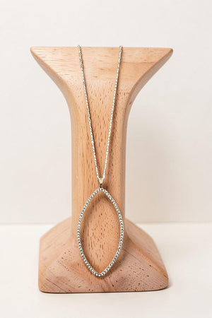 RHINESTONE PAVE MARQUISE PENDANT LONG NECKLACE AND EARRING SET