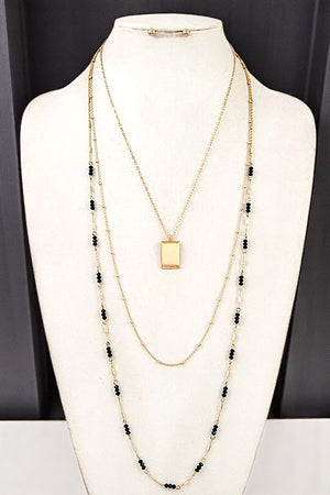 STATION BEAD PENDANT LAYERED NECKALCE SET
