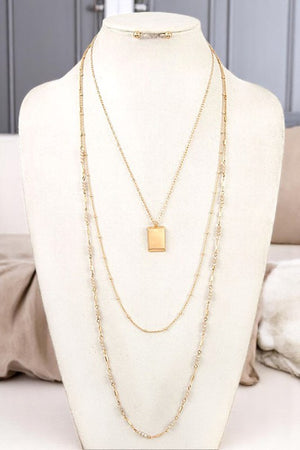 STATION BEAD PENDANT LAYERED NECKALCE SET