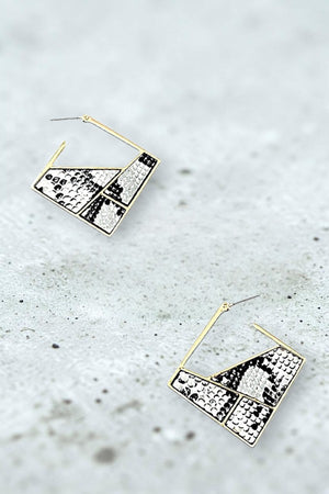 GEO PATTERN MIX ANIMAL PRINT DROP EARRING