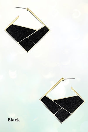 GEO PATTERN MIX ANIMAL PRINT DROP EARRING