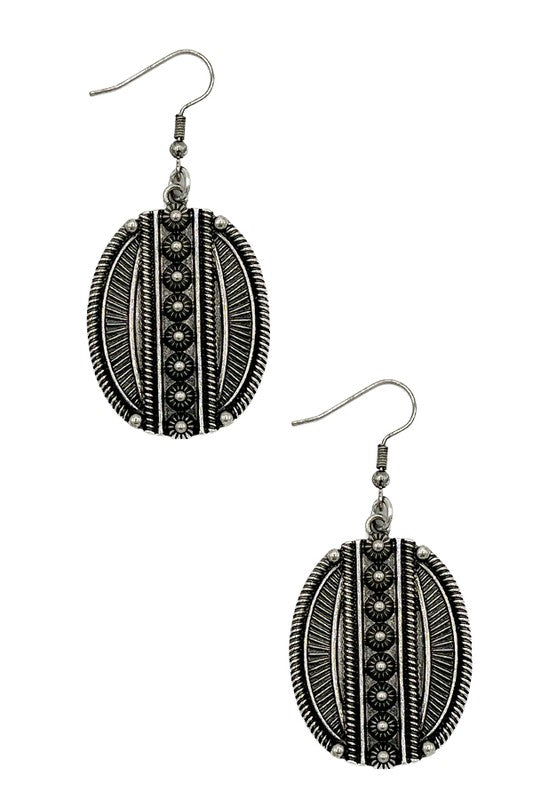 WESTERN OVAL ORNATE EARRING