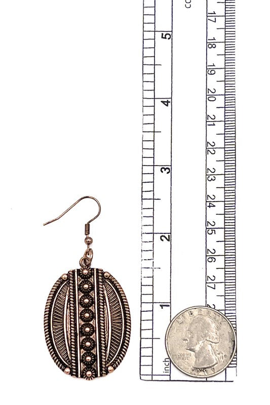 WESTERN OVAL ORNATE EARRING