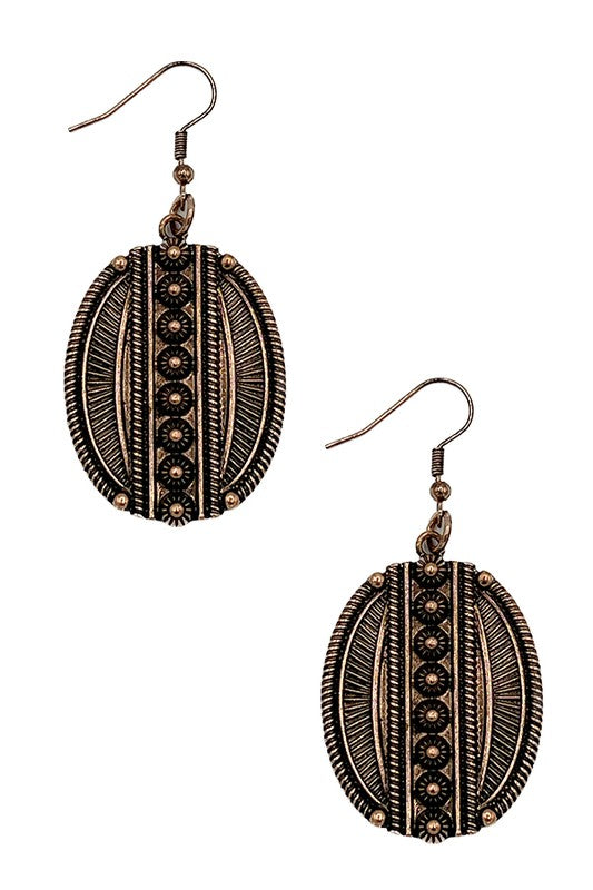 WESTERN OVAL ORNATE EARRING