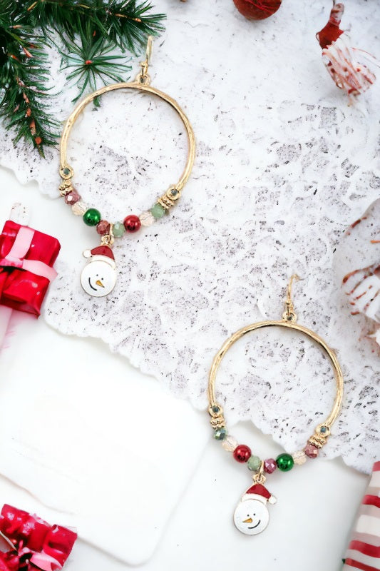 Santa Bead Hoop Earring