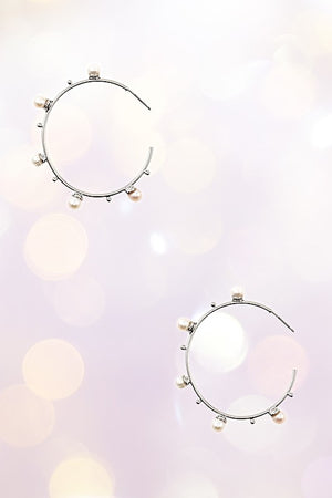 FRESHWATER PEARL ACCENT SEMI HOOP EARRING