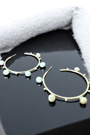 FRESHWATER PEARL ACCENT SEMI HOOP EARRING