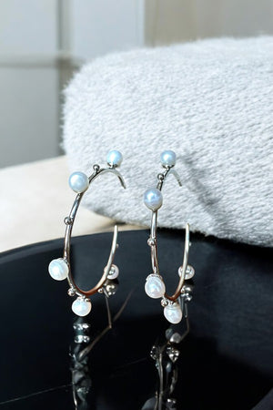 FRESHWATER PEARL ACCENT SEMI HOOP EARRING