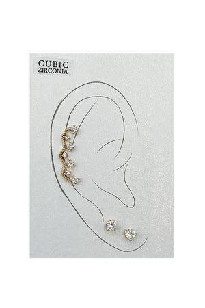 CZ STONE LABRET FASHION EARRING