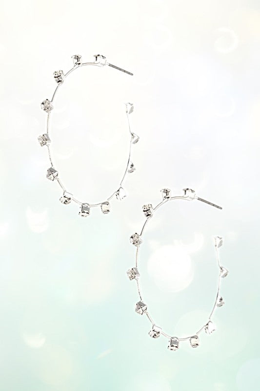SMALL GEM STATION SEMI HOOP EARRING