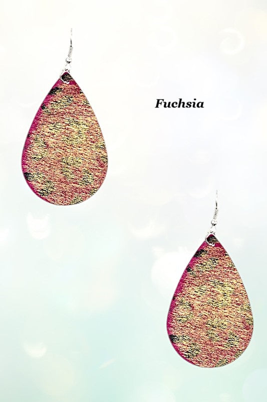 TEARDROP ANIMAL PRINT DANGLE EARRING