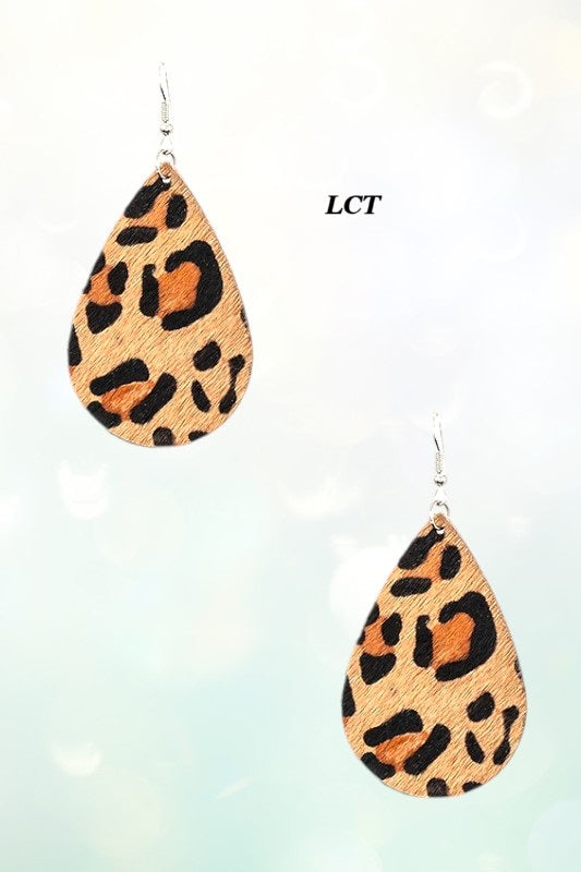 TEARDROP ANIMAL PRINT DANGLE EARRING