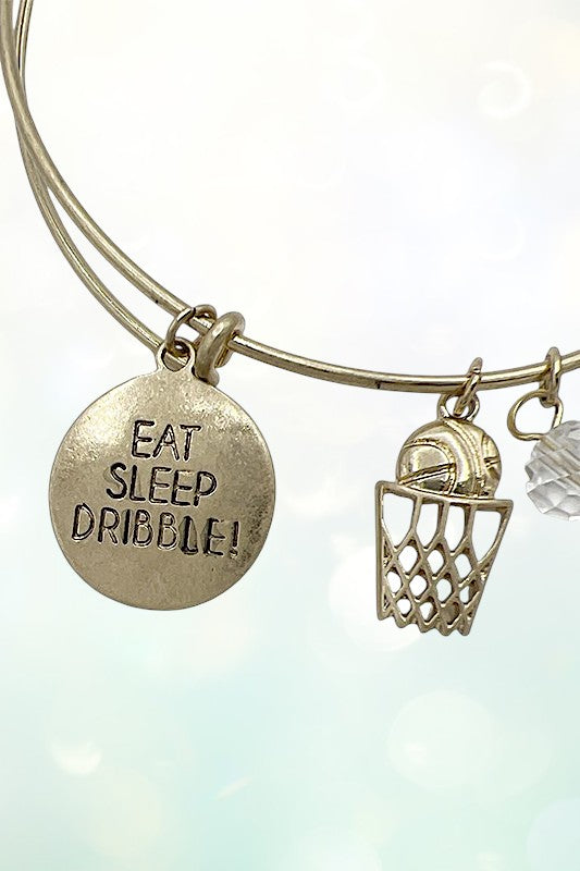 BASKETBALL CHARMS BANGLE BRACELET