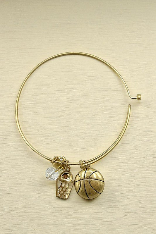 BASKETBALL CHARMS BANGLE BRACELET