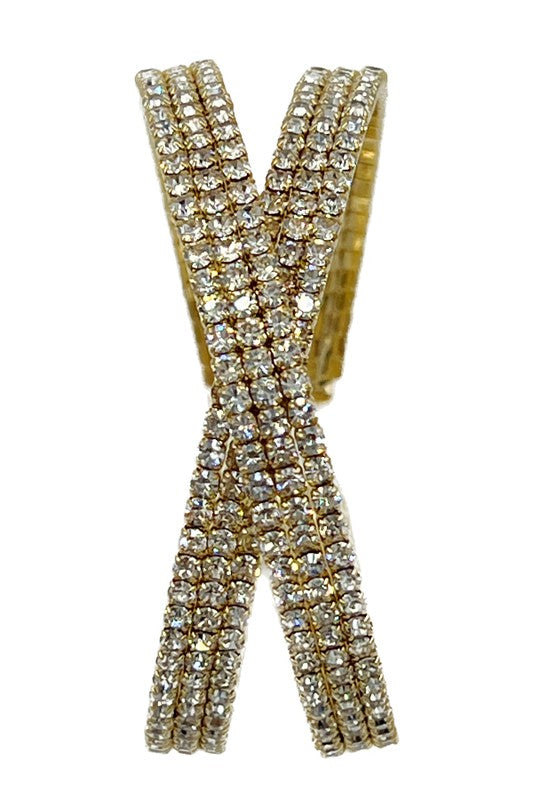 CROSSED RHINESTONE PAVE FLEX BRACELET