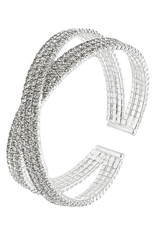 CROSSED RHINESTONE PAVE FLEX BRACELET