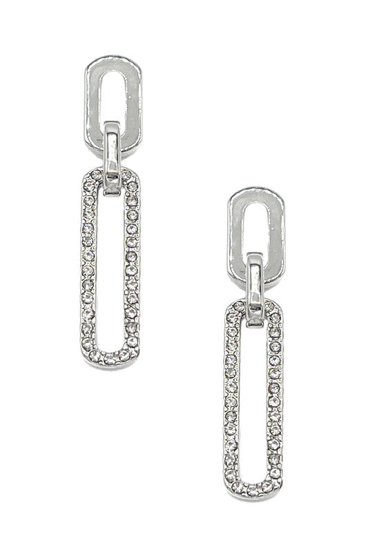 RHINESTONE PAVE OVAL LINK EARRING