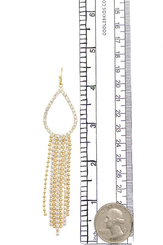 RHINESTONE PAVE TEARDROP FRINGE EARRING