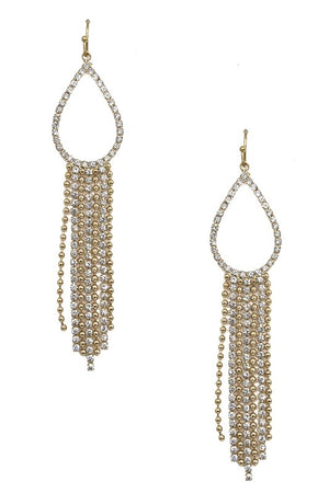 RHINESTONE PAVE TEARDROP FRINGE EARRING