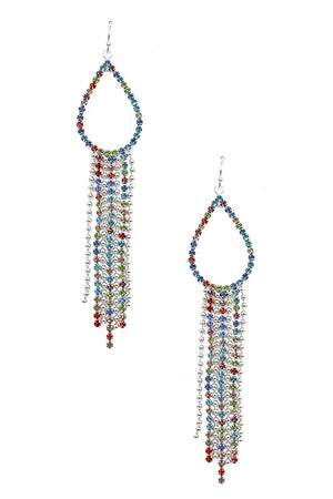 RHINESTONE PAVE TEARDROP FRINGE EARRING