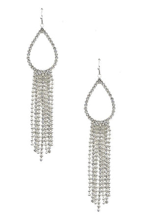 RHINESTONE PAVE TEARDROP FRINGE EARRING