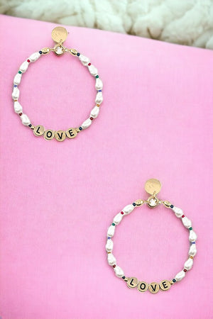 Love Pearl Bead Hoop Earring