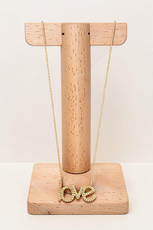 CUBIC ZIRCONIA LOVE PENDANT NECKLACE