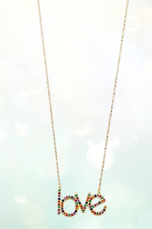 CUBIC ZIRCONIA LOVE PENDANT NECKLACE