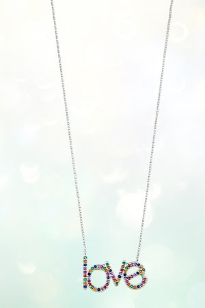 CUBIC ZIRCONIA LOVE PENDANT NECKLACE