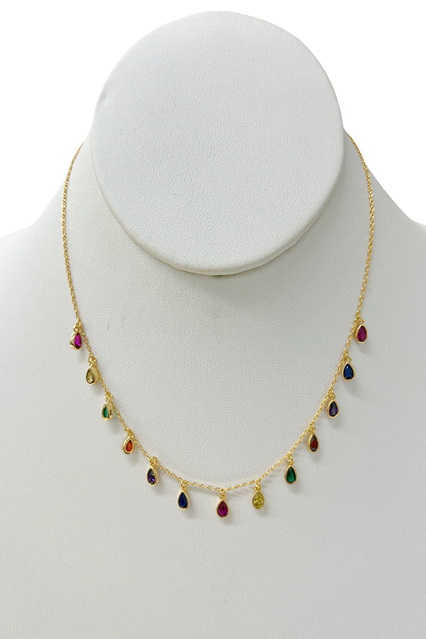 Teardrop Glass Pendant Necklace