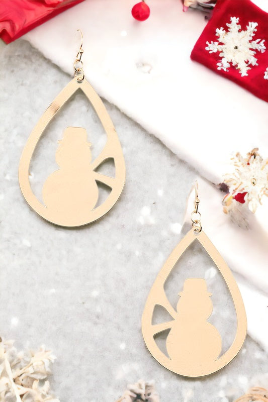 Teardrop Snowman Dangle Earring