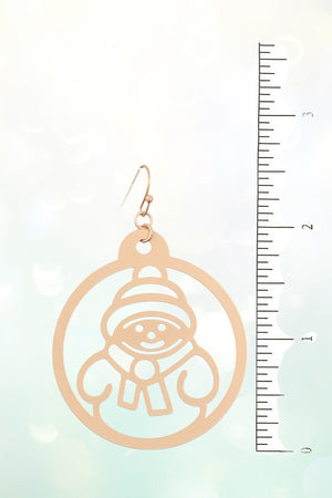 SNOWMAN CUT OUT CIRCLE DANGLE CHRISTMAS  EARRING