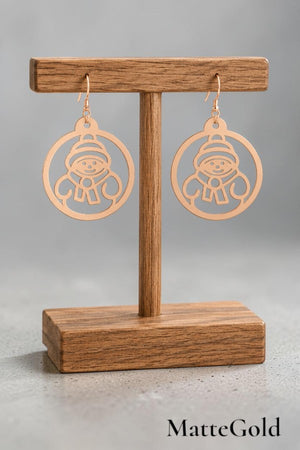 SNOWMAN CUT OUT CIRCLE DANGLE CHRISTMAS  EARRING