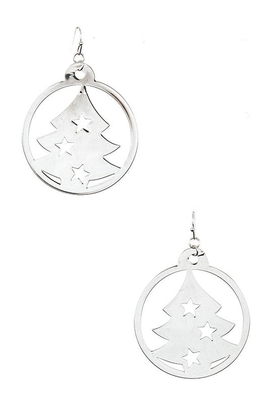 Christmas Tree Round Dangle Earring