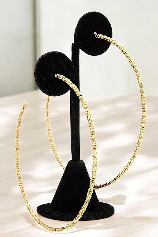 BEADED OVERSIZE THIN HOOP EARRING