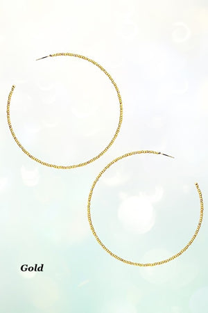 BEADED OVERSIZE THIN HOOP EARRING