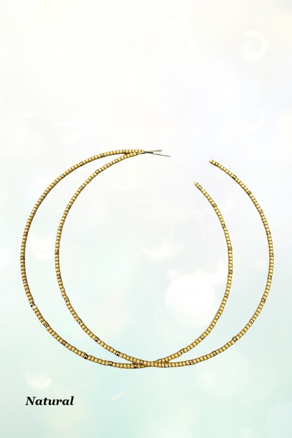 BEADED OVERSIZE THIN HOOP EARRING