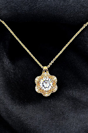 Cubic Zirconia Floral Pendant Necklace