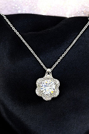 Cubic Zirconia Floral Pendant Necklace